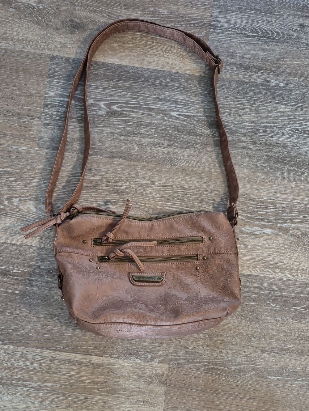 Everyday Tan Crossbody Bag with Embossed Detail